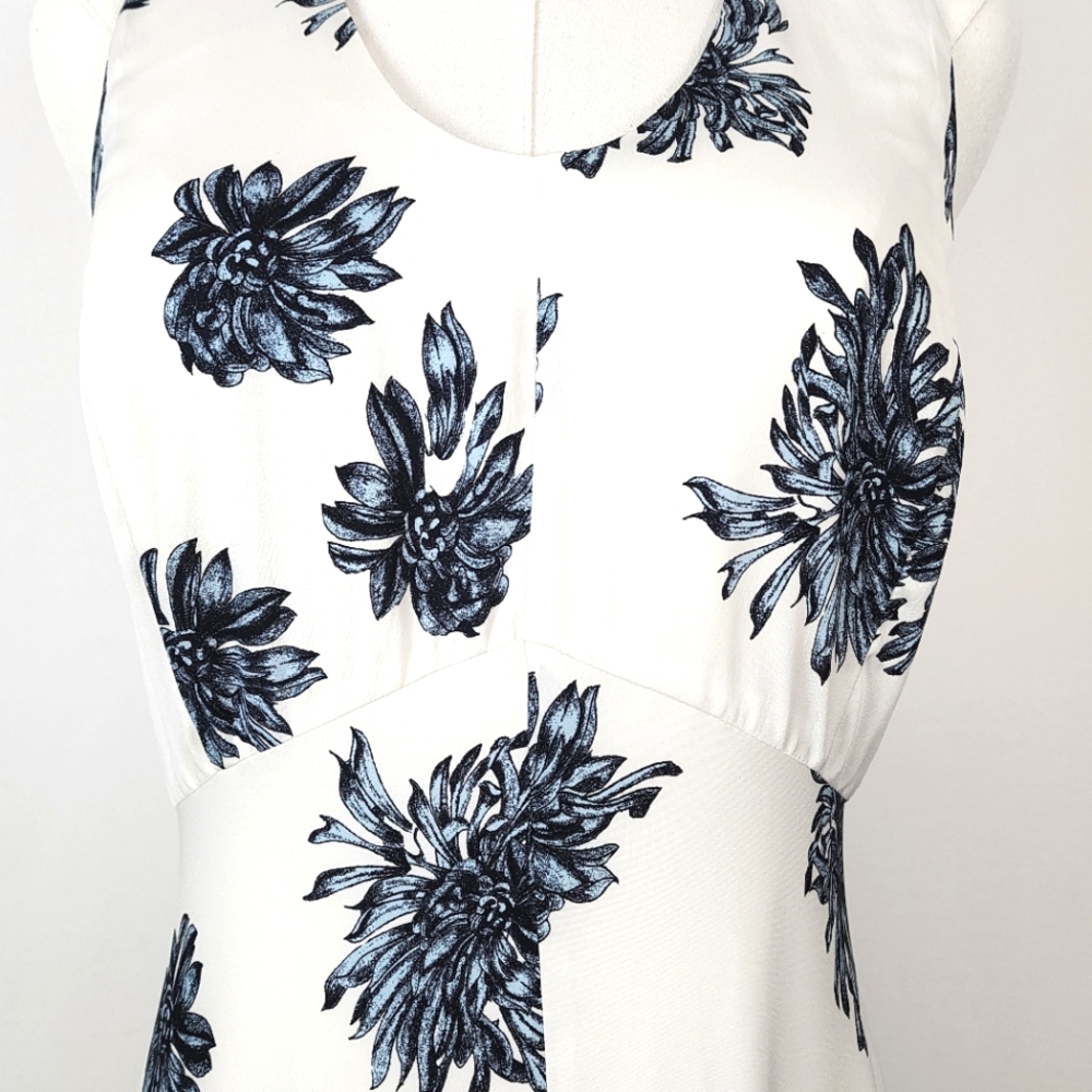 NWT Nordstrom Collection Silk Midi Slip Dress Size 6 Floral Ivory & Blue - Picture 10 of 14